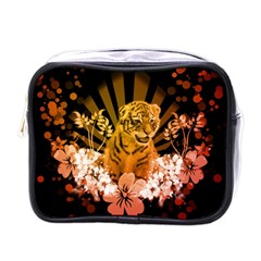 Cute Little Tiger With Flowers Mini Toiletries Bags by FantasyWorld7