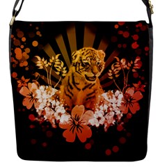 Cute Little Tiger With Flowers Flap Messenger Bag (s) by FantasyWorld7