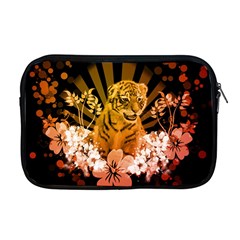 Cute Little Tiger With Flowers Apple Macbook Pro 17  Zipper Case by FantasyWorld7