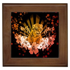 Cute Little Tiger With Flowers Framed Tiles by FantasyWorld7