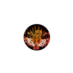 Cute Little Tiger With Flowers 1  Mini Buttons by FantasyWorld7