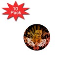 Cute Little Tiger With Flowers 1  Mini Magnet (10 pack)  Front