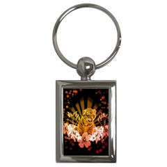 Cute Little Tiger With Flowers Key Chains (rectangle)  by FantasyWorld7