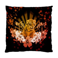 Cute Little Tiger With Flowers Standard Cushion Case (two Sides) by FantasyWorld7