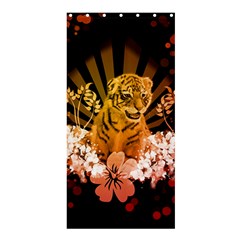 Cute Little Tiger With Flowers Shower Curtain 36  X 72  (stall)  by FantasyWorld7