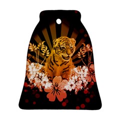 Cute Little Tiger With Flowers Bell Ornament (two Sides) by FantasyWorld7