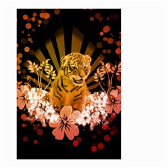 Cute Little Tiger With Flowers Small Garden Flag (two Sides) by FantasyWorld7