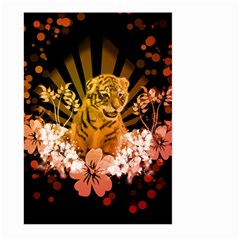 Cute Little Tiger With Flowers Large Garden Flag (two Sides) by FantasyWorld7