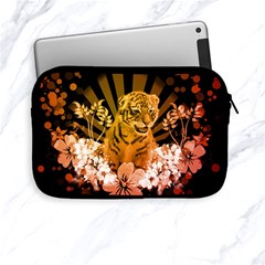 Cute Little Tiger With Flowers Apple Ipad Mini Zipper Cases by FantasyWorld7