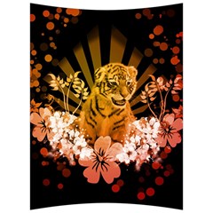 Cute Little Tiger With Flowers Back Support Cushion by FantasyWorld7