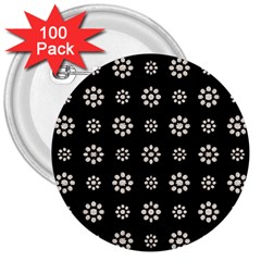 Dark Stylized Floral Pattern 3  Buttons (100 Pack)  by dflcprints