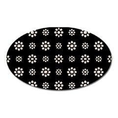 Dark Stylized Floral Pattern Oval Magnet by dflcprints