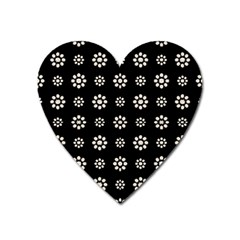 Dark Stylized Floral Pattern Heart Magnet by dflcprints