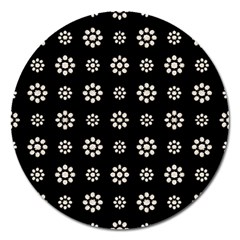 Dark Stylized Floral Pattern Magnet 5  (round) by dflcprints