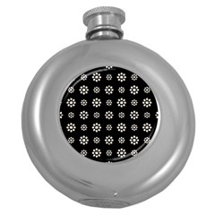 Dark Stylized Floral Pattern Round Hip Flask (5 Oz) by dflcprints