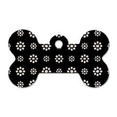 Dark Stylized Floral Pattern Dog Tag Bone (two Sides) by dflcprints