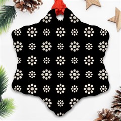 Dark Stylized Floral Pattern Snowflake Ornament (two Sides) by dflcprints