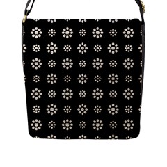 Dark Stylized Floral Pattern Flap Messenger Bag (l)  by dflcprints