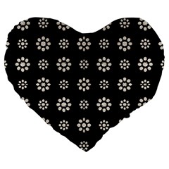 Dark Stylized Floral Pattern Large 19  Premium Flano Heart Shape Cushions by dflcprints