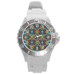 Pattern-16 Round Plastic Sport Watch (l) by ArtworkByPatrick