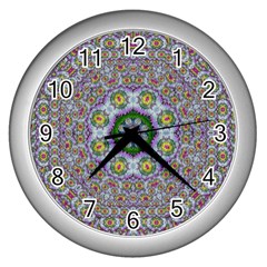 Summer Bloom In Floral Spring Time Wall Clocks (silver)  by pepitasart