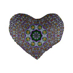 Summer Bloom In Floral Spring Time Standard 16  Premium Flano Heart Shape Cushions by pepitasart