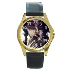 Femininely Badass Round Gold Metal Watch