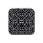 Black And White Tribal Print Rubber Square Coaster (4 pack)  Front