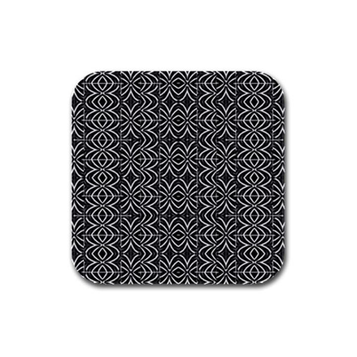 Black And White Tribal Print Rubber Square Coaster (4 pack) 