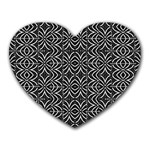 Black And White Tribal Print Heart Mousepads Front