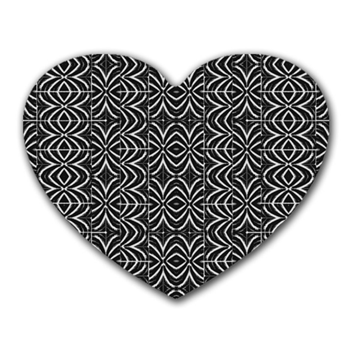 Black And White Tribal Print Heart Mousepads