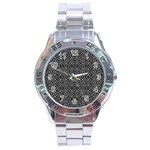 Black And White Tribal Print Stainless Steel Analogue Watch Front