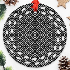 Black And White Tribal Print Ornament (round Filigree) by dflcprints