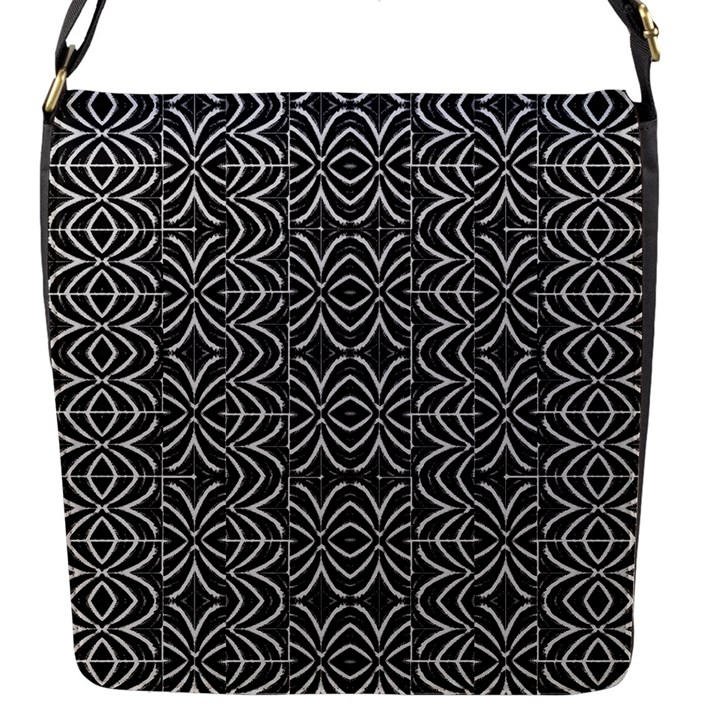 Black And White Tribal Print Flap Messenger Bag (S)