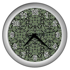 Camouflage Ornate Pattern Wall Clocks (silver)  by dflcprints