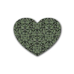 Camouflage Ornate Pattern Rubber Coaster (heart)  by dflcprints