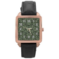 Camouflage Ornate Pattern Rose Gold Leather Watch  by dflcprints