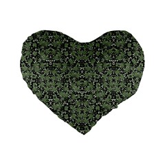 Camouflage Ornate Pattern Standard 16  Premium Flano Heart Shape Cushions by dflcprints