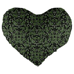 Camouflage Ornate Pattern Large 19  Premium Flano Heart Shape Cushions by dflcprints