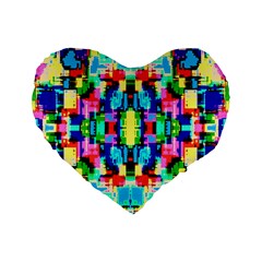 Artwork By Patrick--colorful-1 Standard 16  Premium Flano Heart Shape Cushions by ArtworkByPatrick