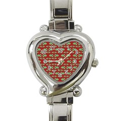 Tropical Stylized Floral Pattern Heart Italian Charm Watch by dflcprints