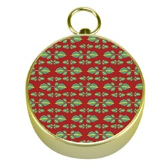 Tropical Stylized Floral Pattern Gold Compasses by dflcprints