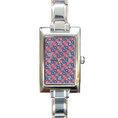 Squares And Circles Motif Geometric Pattern Rectangle Italian Charm Watch by dflcprints