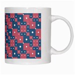 Squares And Circles Motif Geometric Pattern White Mugs Right