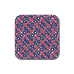 Squares And Circles Motif Geometric Pattern Rubber Square Coaster (4 Pack)  by dflcprints