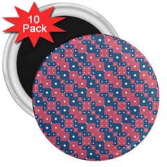 Squares And Circles Motif Geometric Pattern 3  Magnets (10 Pack)  by dflcprints