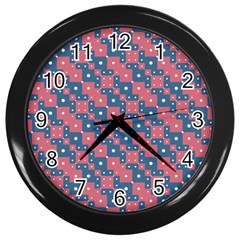 Squares And Circles Motif Geometric Pattern Wall Clocks (black) by dflcprints