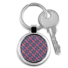 Squares And Circles Motif Geometric Pattern Key Chains (round)  by dflcprints