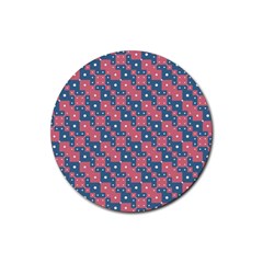 Squares And Circles Motif Geometric Pattern Rubber Round Coaster (4 Pack)  by dflcprints