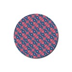 Squares And Circles Motif Geometric Pattern Rubber Round Coaster (4 pack)  Front